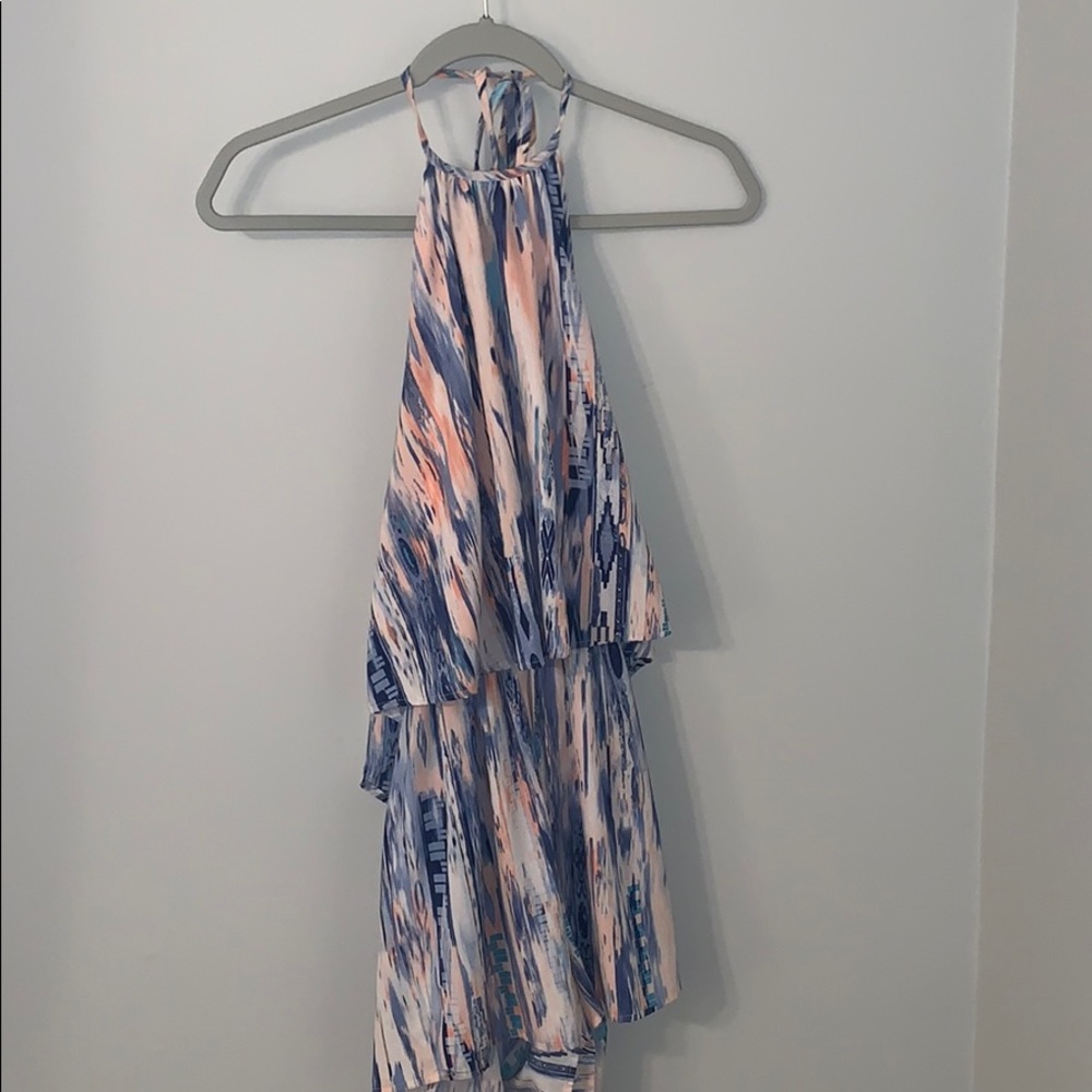 Blue/ pink watercolor romper